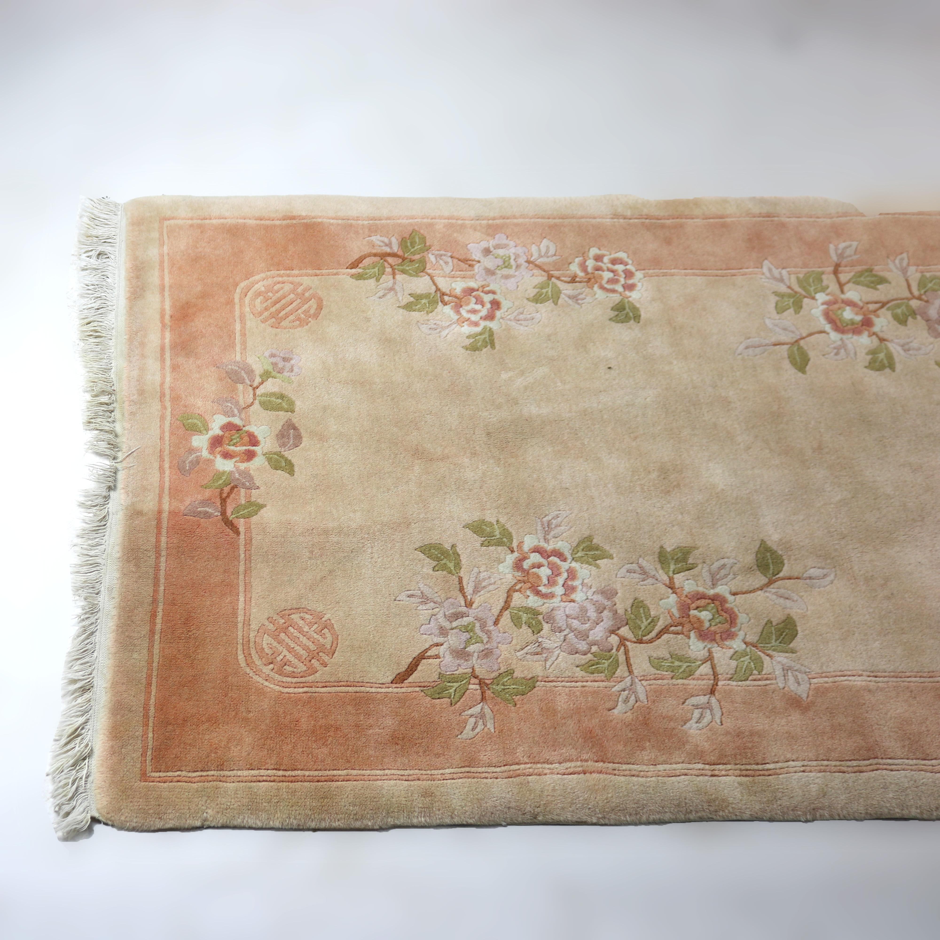 Antique Chinese Nichols Oriental Wool Throw Rug, 20th Century For Sale 3
