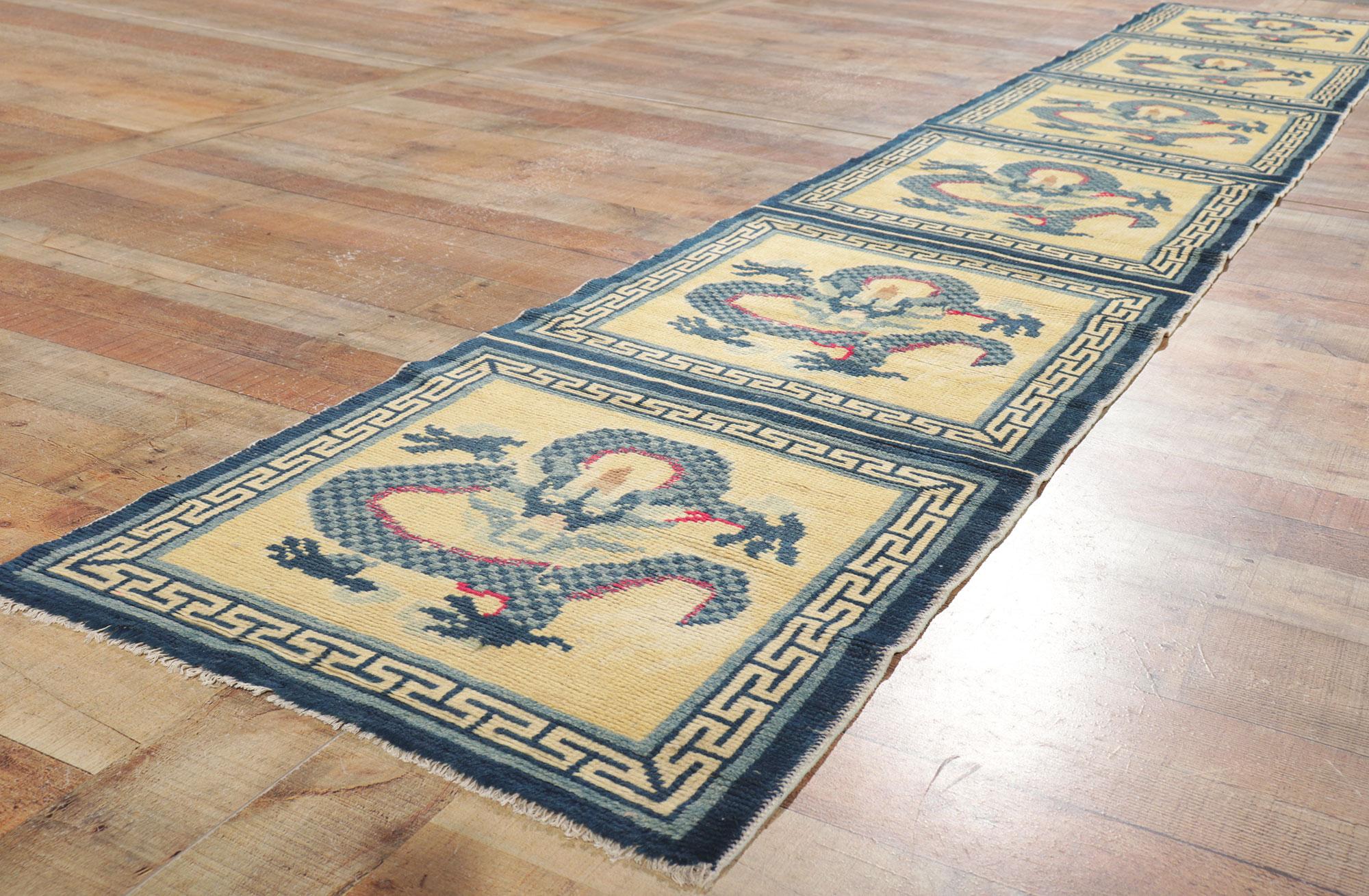 Wool Antique Chinese Ningxia Bench Runner For Sale