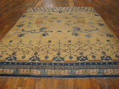 1800s Antique Traditional Geometric W. Chinese Ningxia Carpet Rug