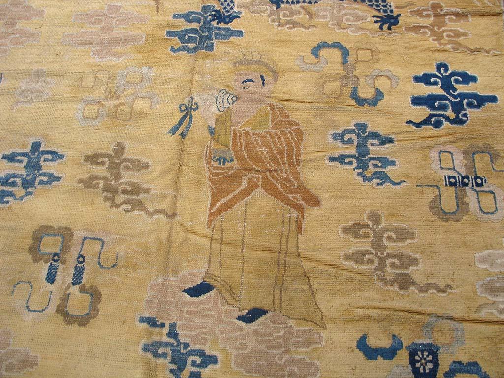 Wool Early 19th Century W. Chinese Ningxia Carpet ( 10'2
