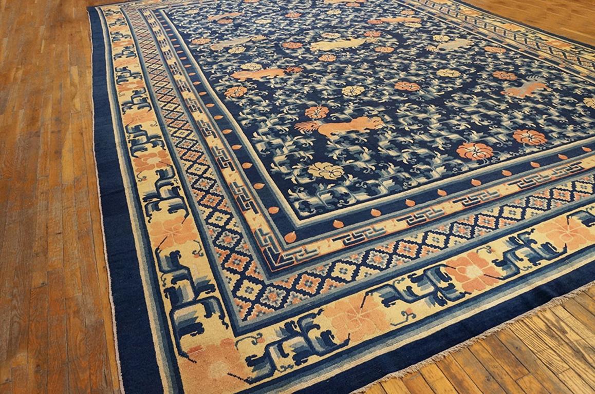 Hand-Knotted Mid 19th Century Chinese Ningxia Carpet ( 12' 6