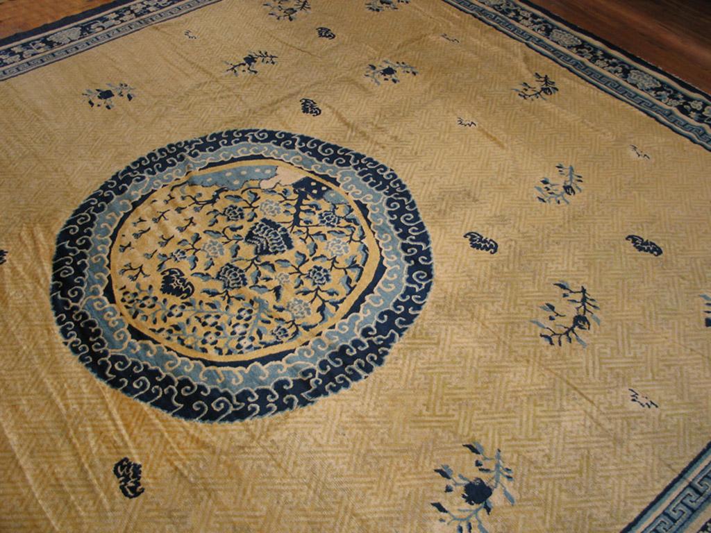 Noué à la main Tapis chinois Ningxia de la fin du 18ème siècle ( 13'6
