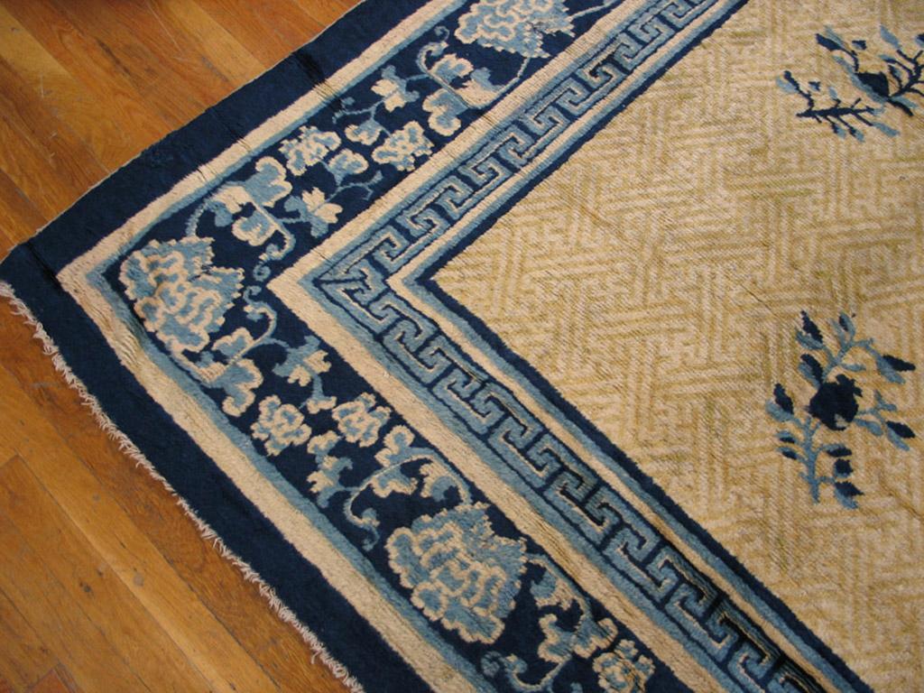 Wool Late 18th Century Chinese Ningxia Carpet ( 13'6