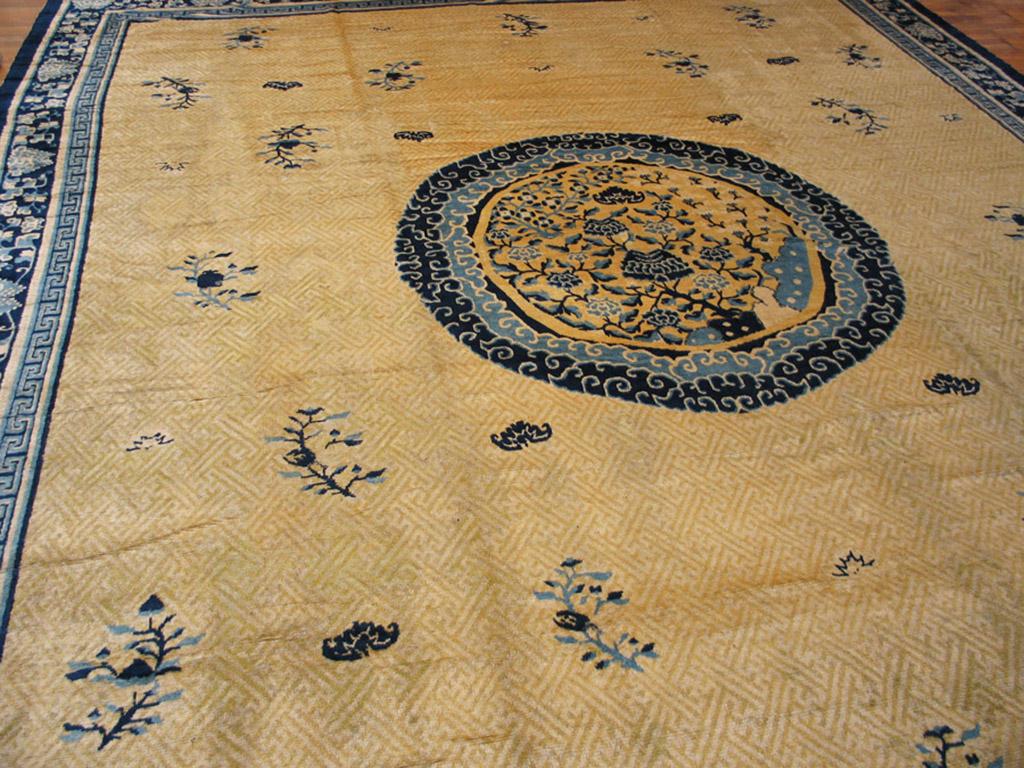 Fin du XVIIIe siècle Tapis chinois Ningxia de la fin du 18ème siècle ( 13'6