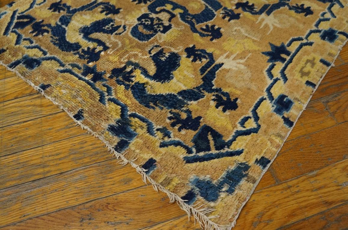 Mid 19th Century Chinese Ningxia Throne Back Rug ( 2' 3