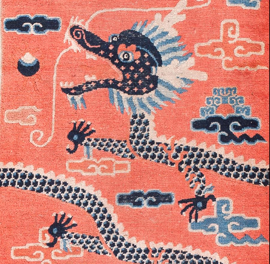 Wool 19th Century Chinese Ningxia Pillar Carpet ( 2'9