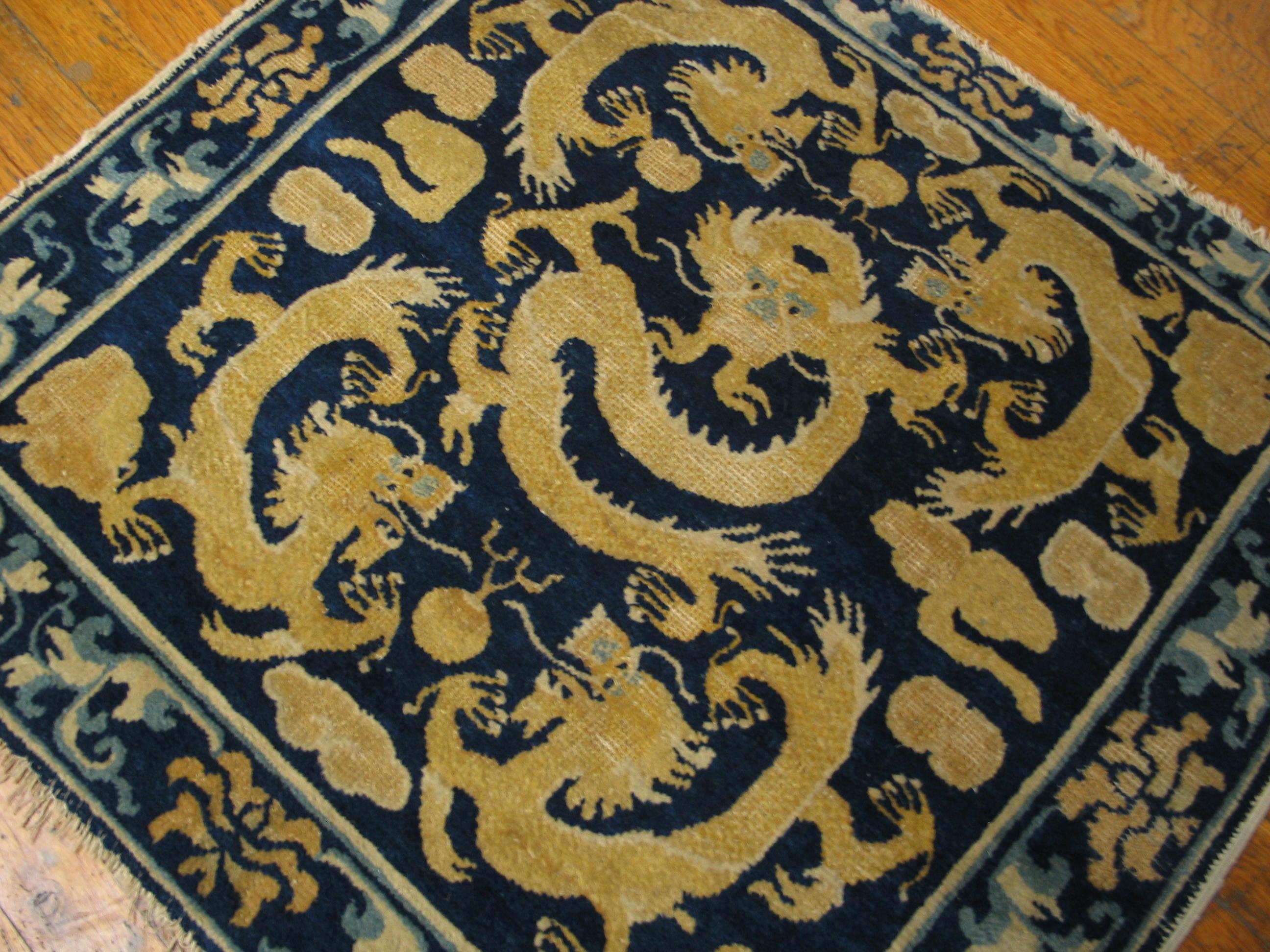 Hand-Knotted Antique Chinese Ningxia Rug 2' 9