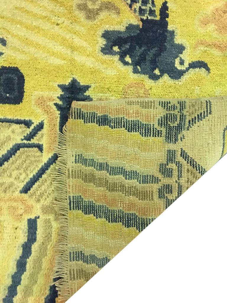 Hand-Knotted Antique Chinese Ningxia Pillar Carpet 