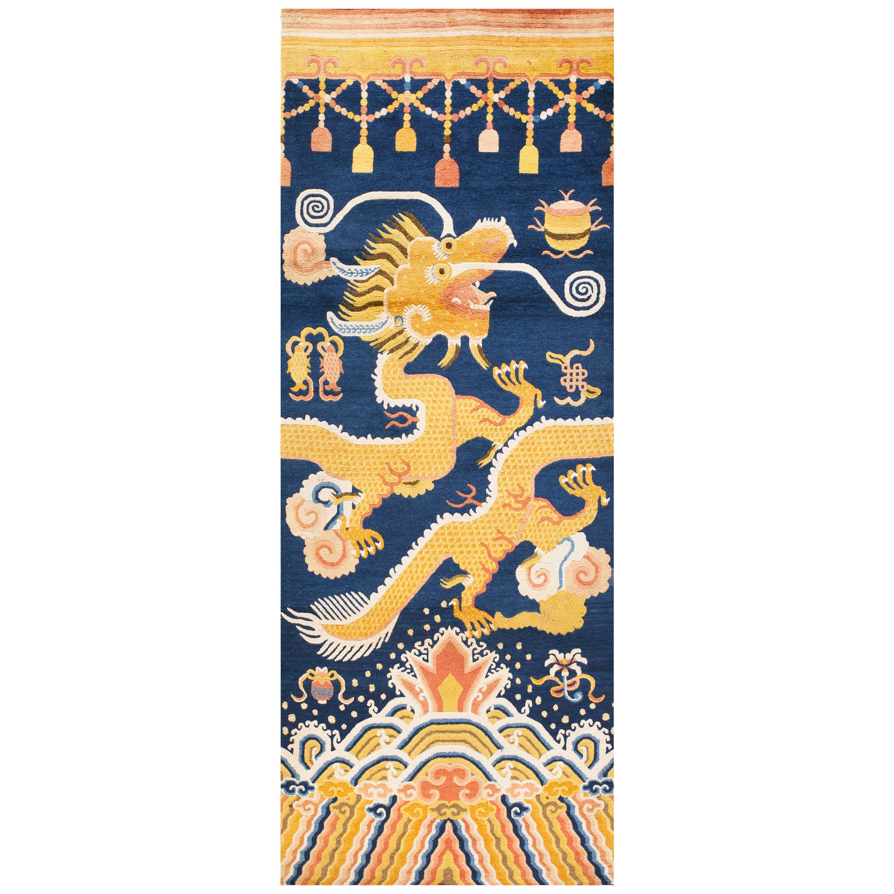 Early 19th Century Chinese Ningxia Pillar Carpet ( 3'2" x 8'2" - 97 x 249 )