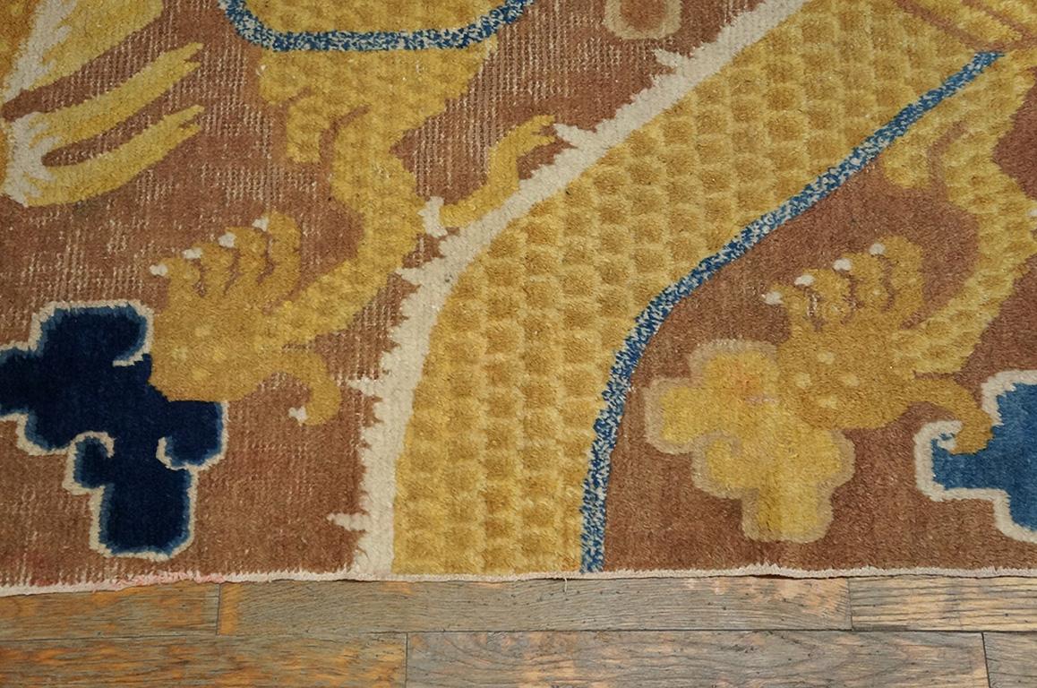 Noué à la main Tapis pilier chinois Ningxia du début du 19ème siècle ( 3'4