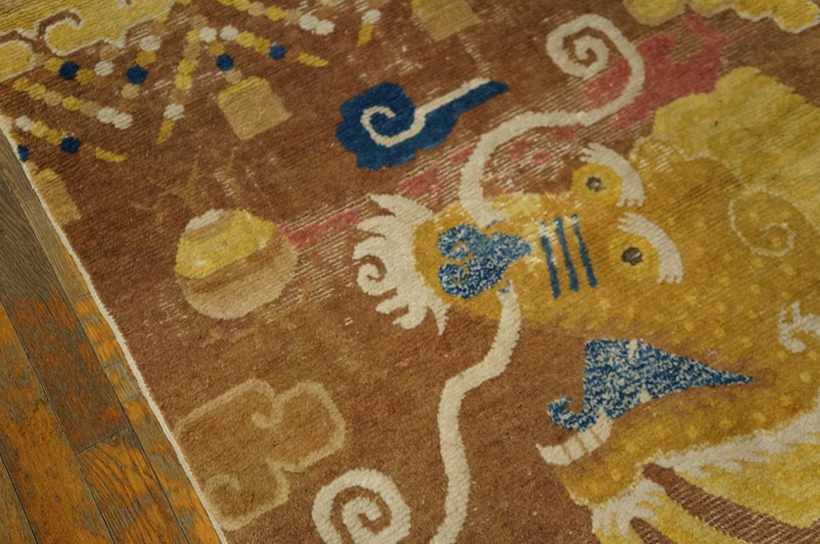 Wool Early 19th Century Chinese Ningxia Pillar Carpet ( 3'4