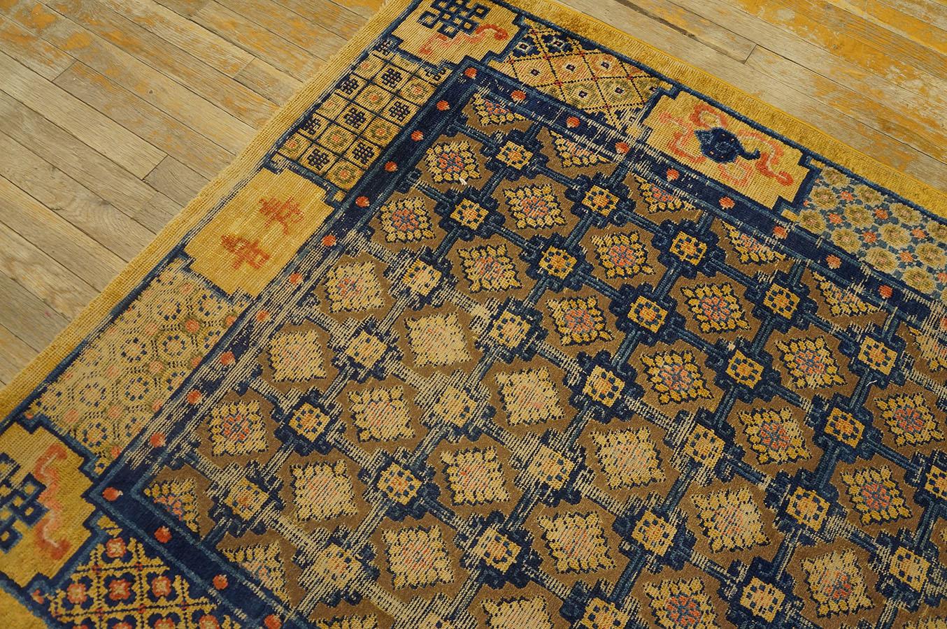 Antique Chinese Ningxia Silk & Metal Carpet ( 4'1'' x 6' - 125 x 182 cm ) For Sale 2