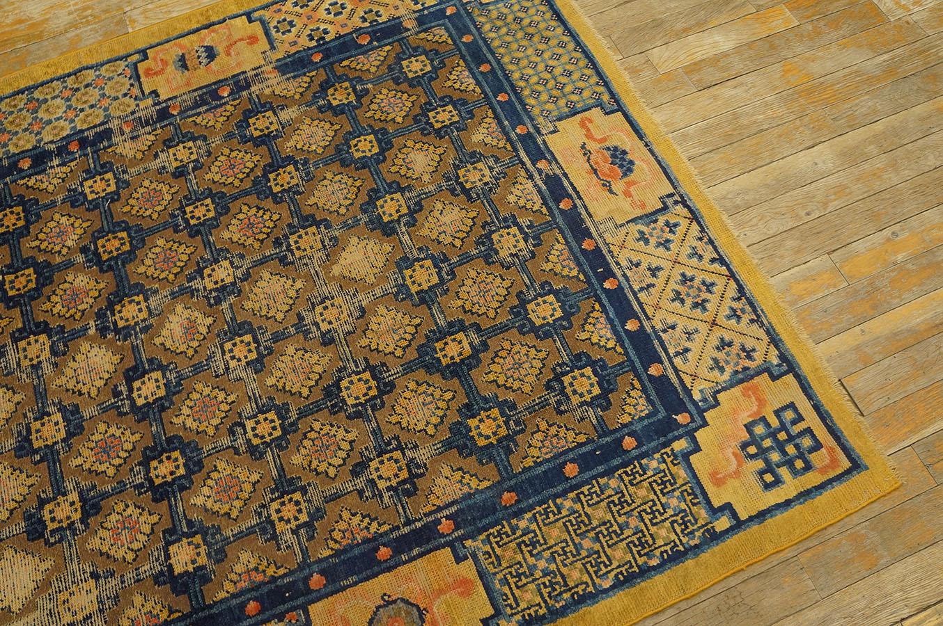 Late 19th Century Antique Chinese Ningxia Silk & Metal Carpet ( 4'1'' x 6' - 125 x 182 cm ) For Sale