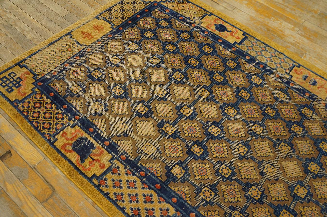 Antique Chinese Ningxia Silk & Metal Carpet ( 4'1'' x 6' - 125 x 182 cm ) For Sale 1