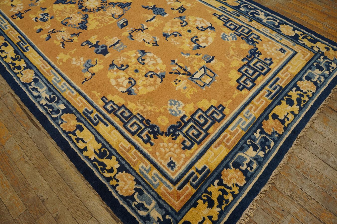 Wool 18th Century W. Chinese Ningxia K'ang Carpet ( 4'10