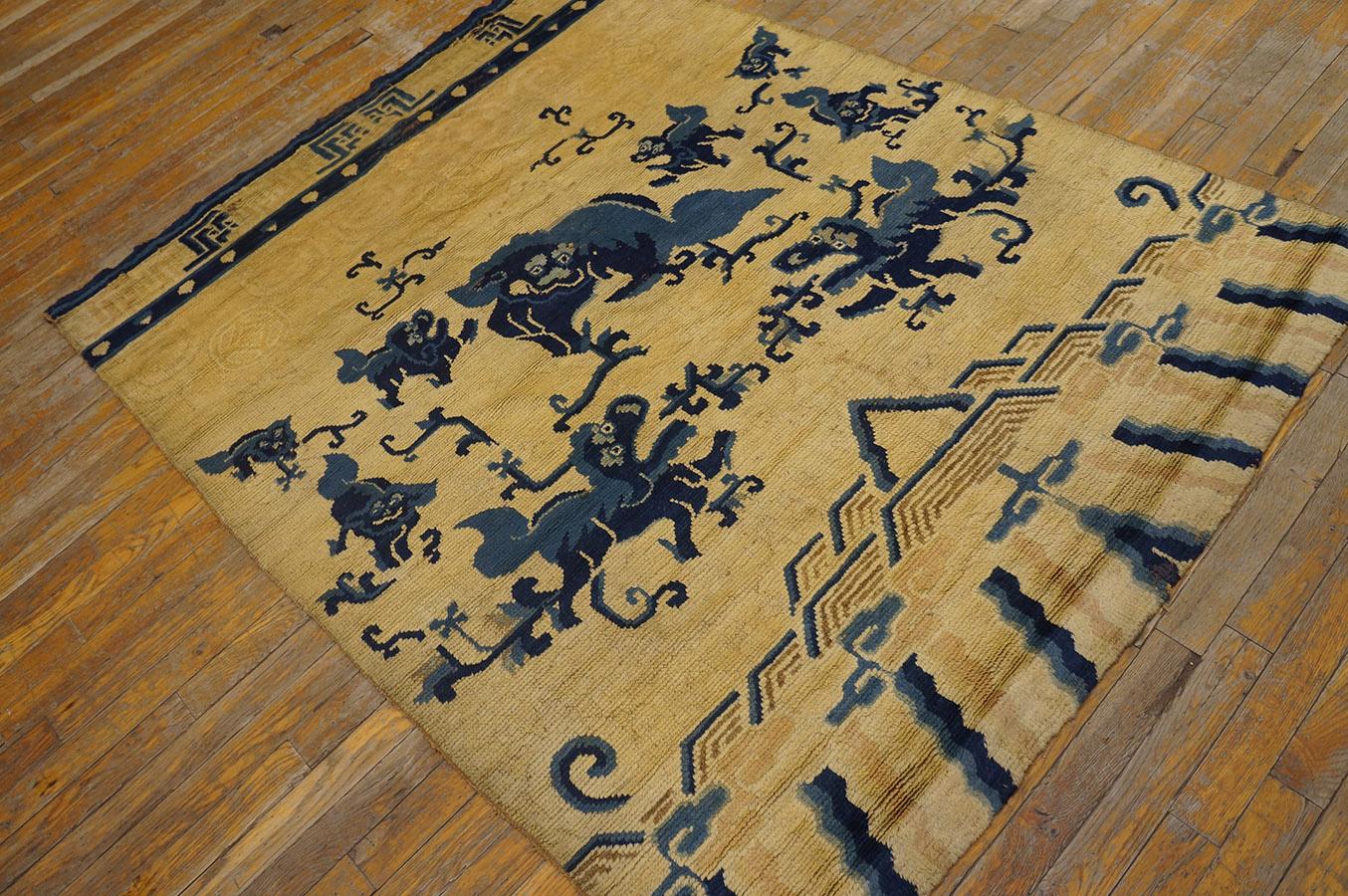 Antique Chinese Ningxia Rug, size: 4' 4'' x5' 8''.