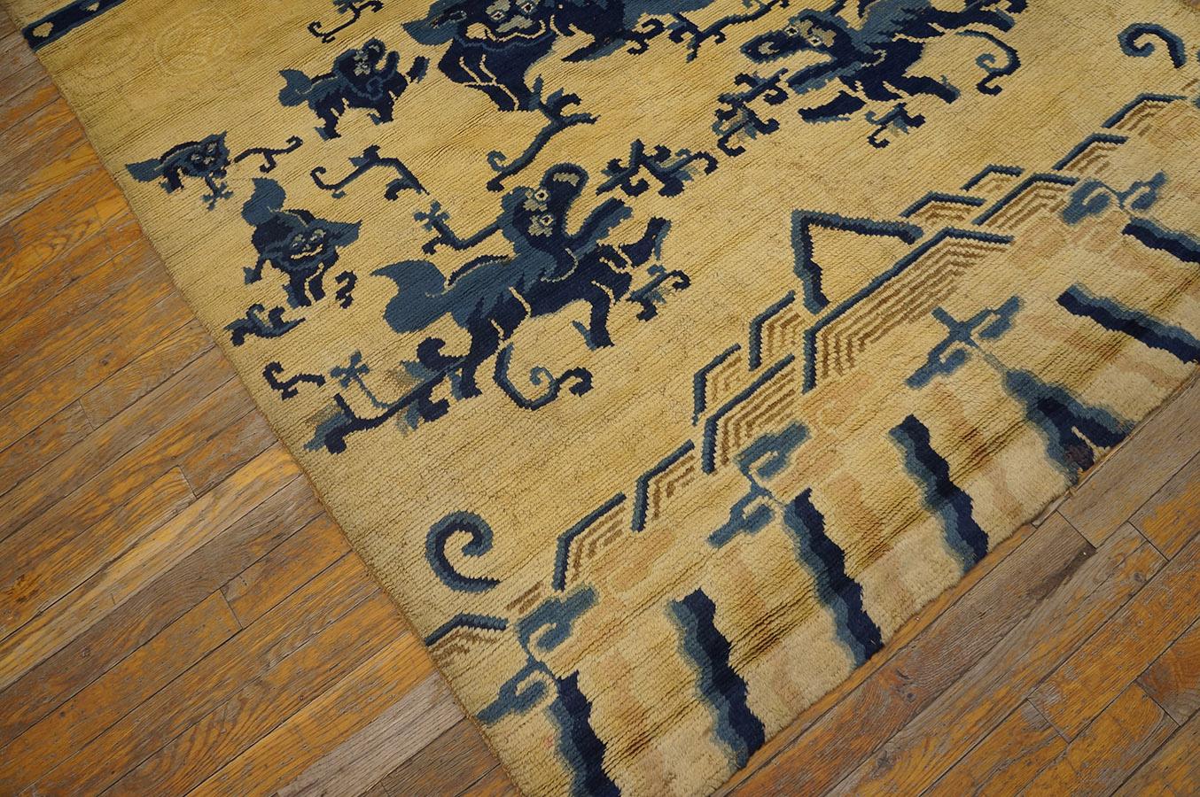 Chinois Tapis Ningxia chinois ancien de 4' 4'' x5' 8'' pouces en vente