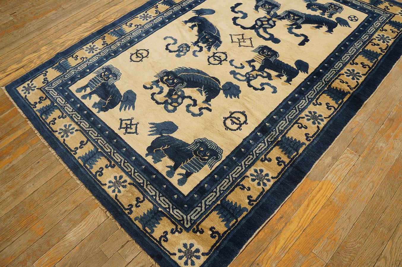 Antique Chinese Ningxia Rug 4' 4'' x6' 2'' For Sale 1