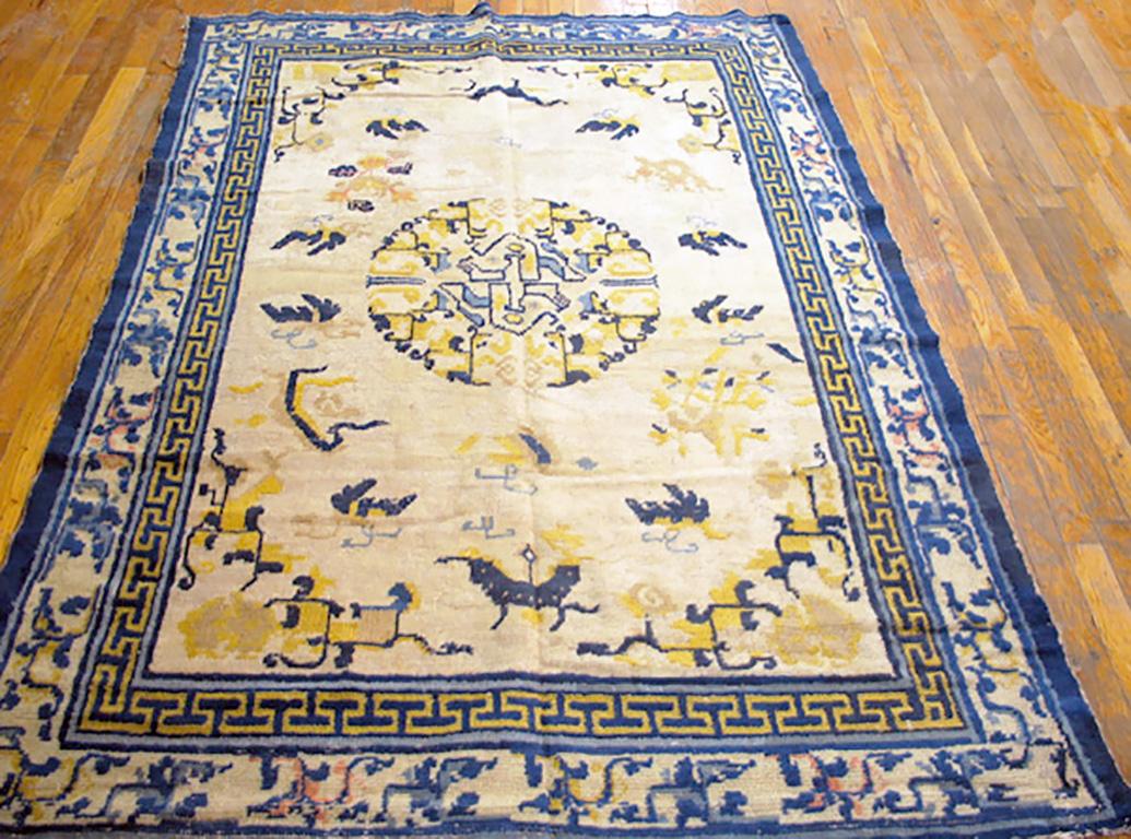 Tapis chinois ancien, Ningxia, taille : 4'6