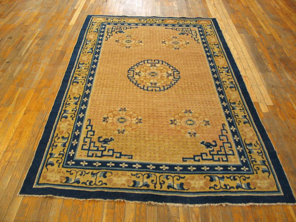Tapis chinois ancien de Ningxia. Taille : 5'0