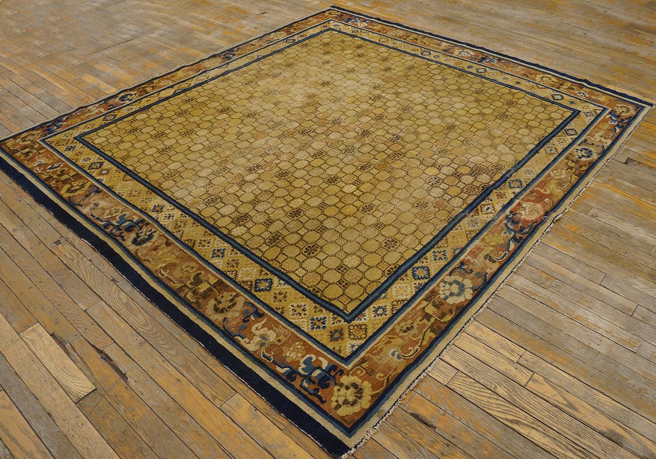 Hand-Knotted Antique Chinese, Ningxia Rug 6' 8'' x7' 4'' For Sale