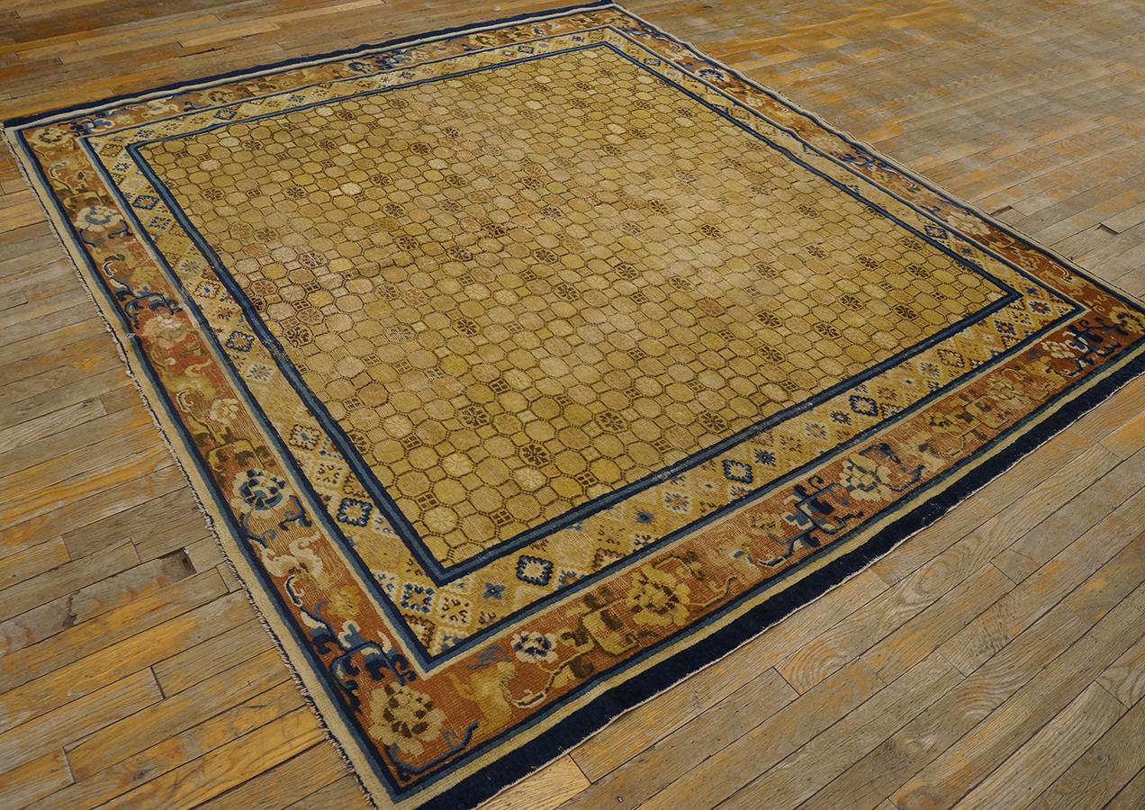 Annodato a mano Tappeto antico cinese, Ningxia 6' 8'' x7' 4'' in vendita