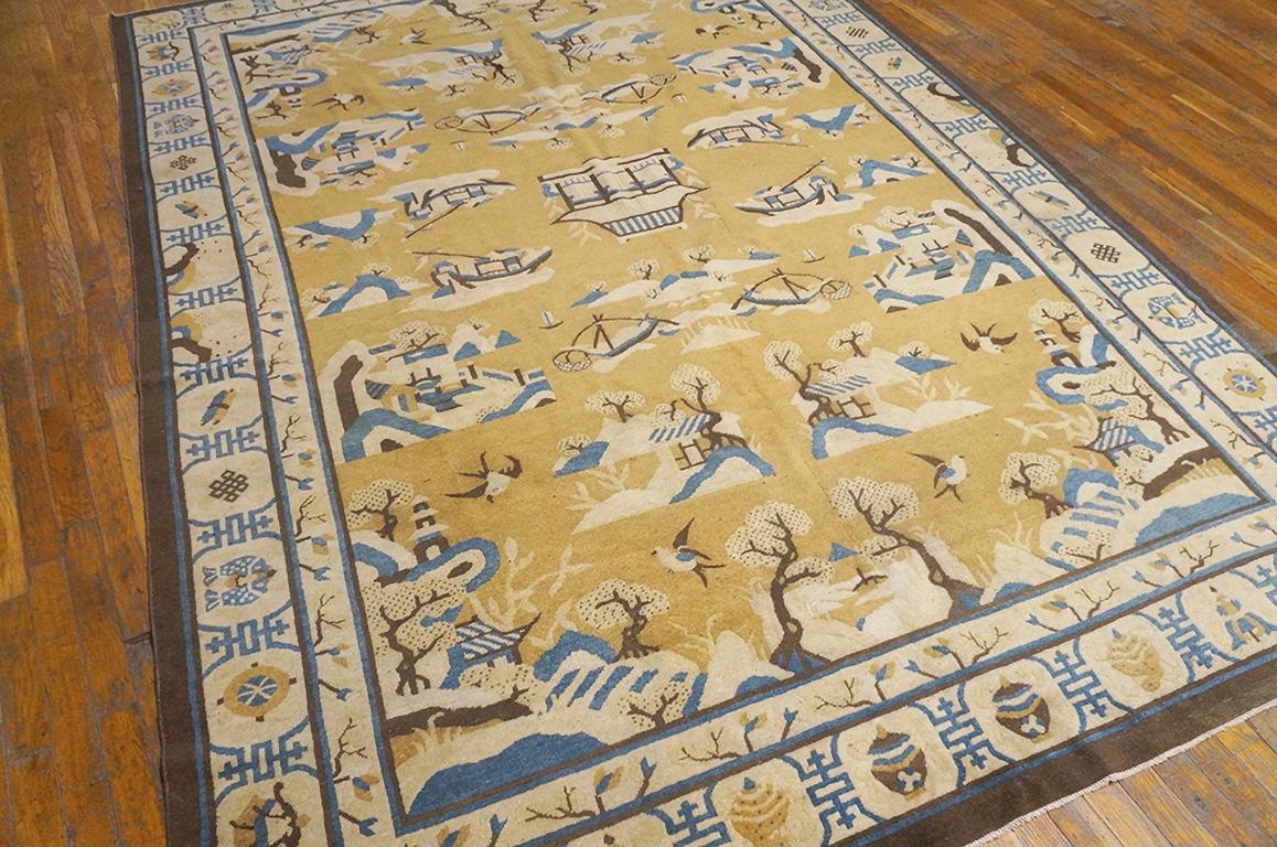 Wool Antique Chinese Ningxia Rug 6' 10