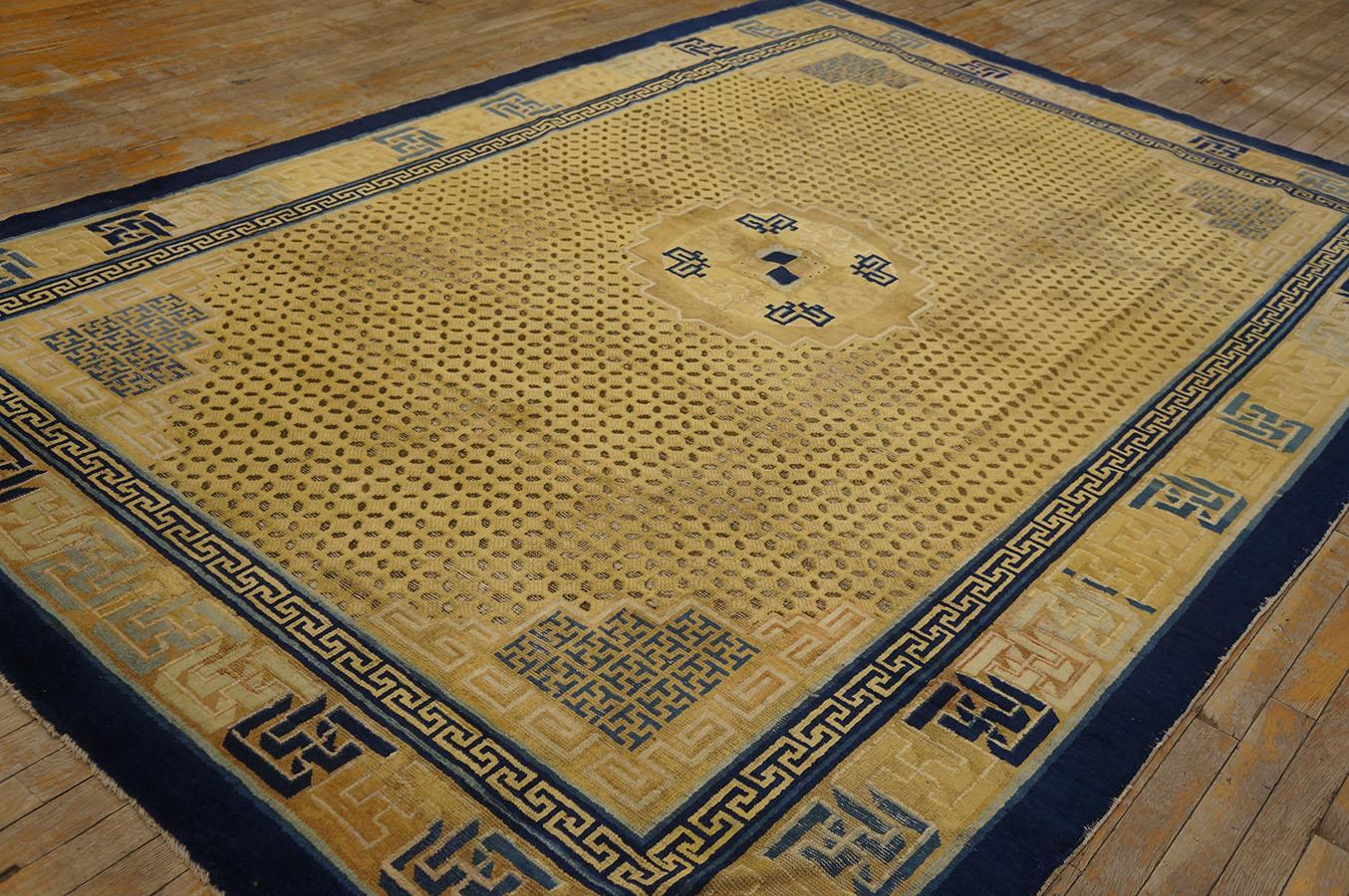 3. Quartal des 18. Jahrhunderts Chinesischer Ningxia Teppich mit Reiskorn-Muster 
( 7' x 10' 2'' - 213 x 309 cm)