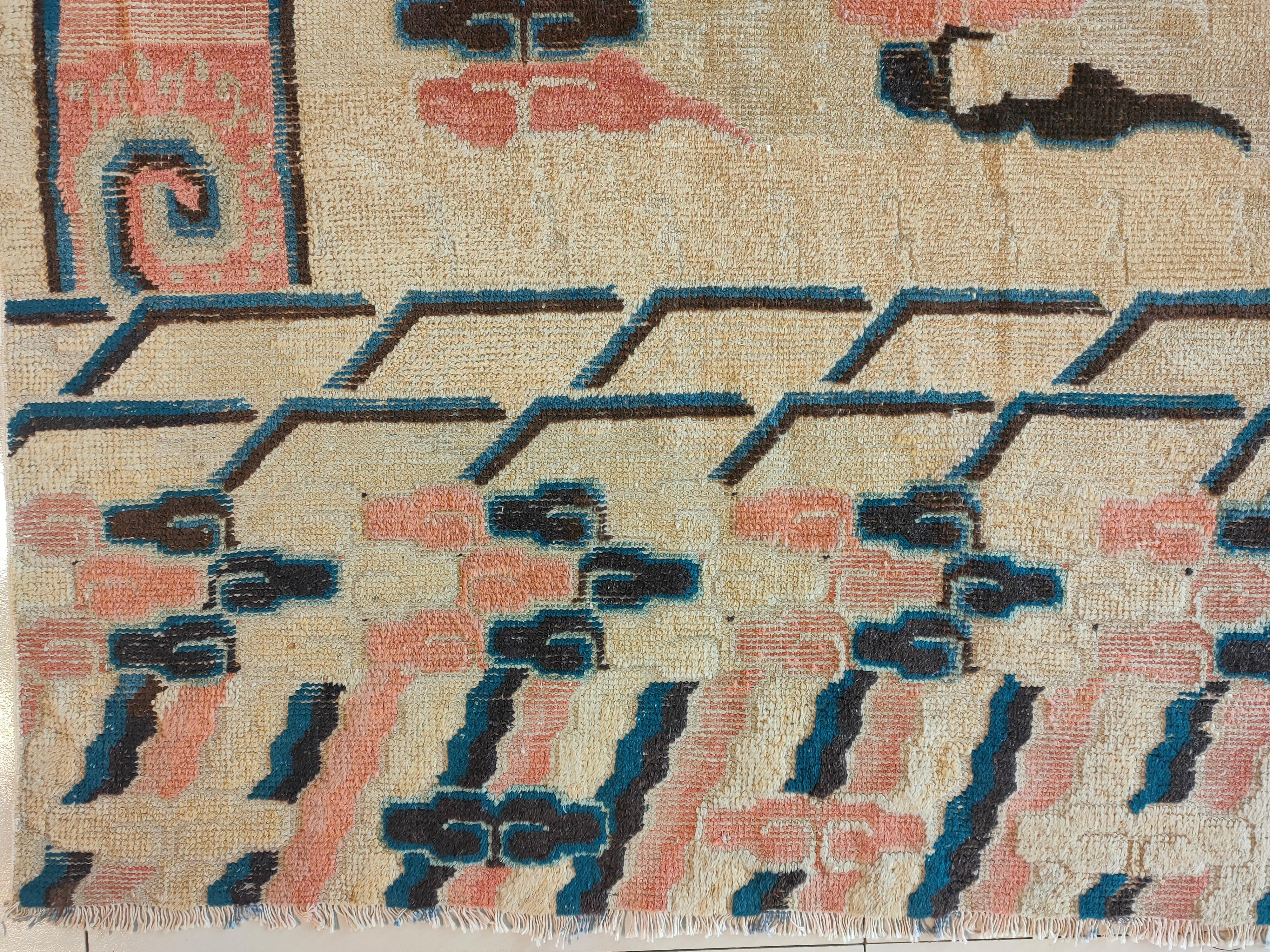 Tapis chinois Ningxia du milieu du 19ème siècle ( 7'6