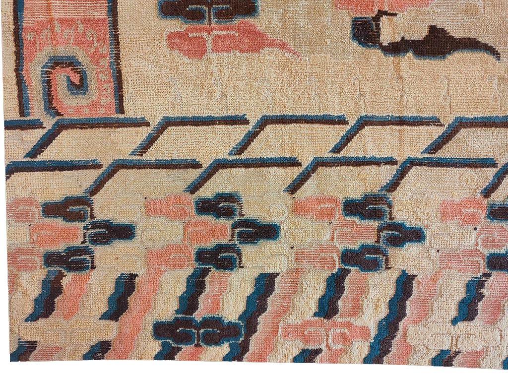 Mid-19th Century Mid 19th Century W. Chinese Ningxia Carpet ( 7'6