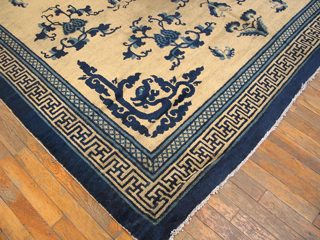 Wool Mid 19th Century W. Chinese Ningxia Kang Carpet ( 7'2