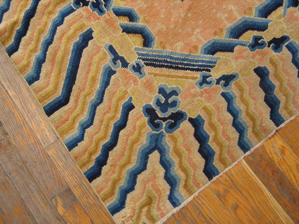 Noué à la main Début du 20ème siècle W. Chinese Ningxia Dragon Carpet ( 7'2
