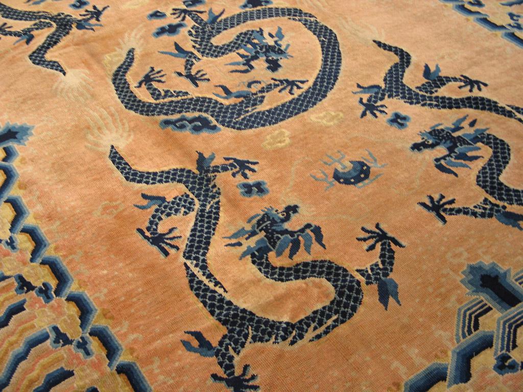Wool Early 20th Century W. Chinese Ningxia Dragon Carpet ( 7'2