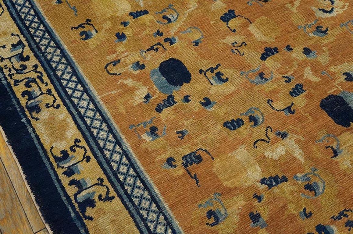 Wool Early 19th Century Chinese Ningxia Carpet ( 7'9