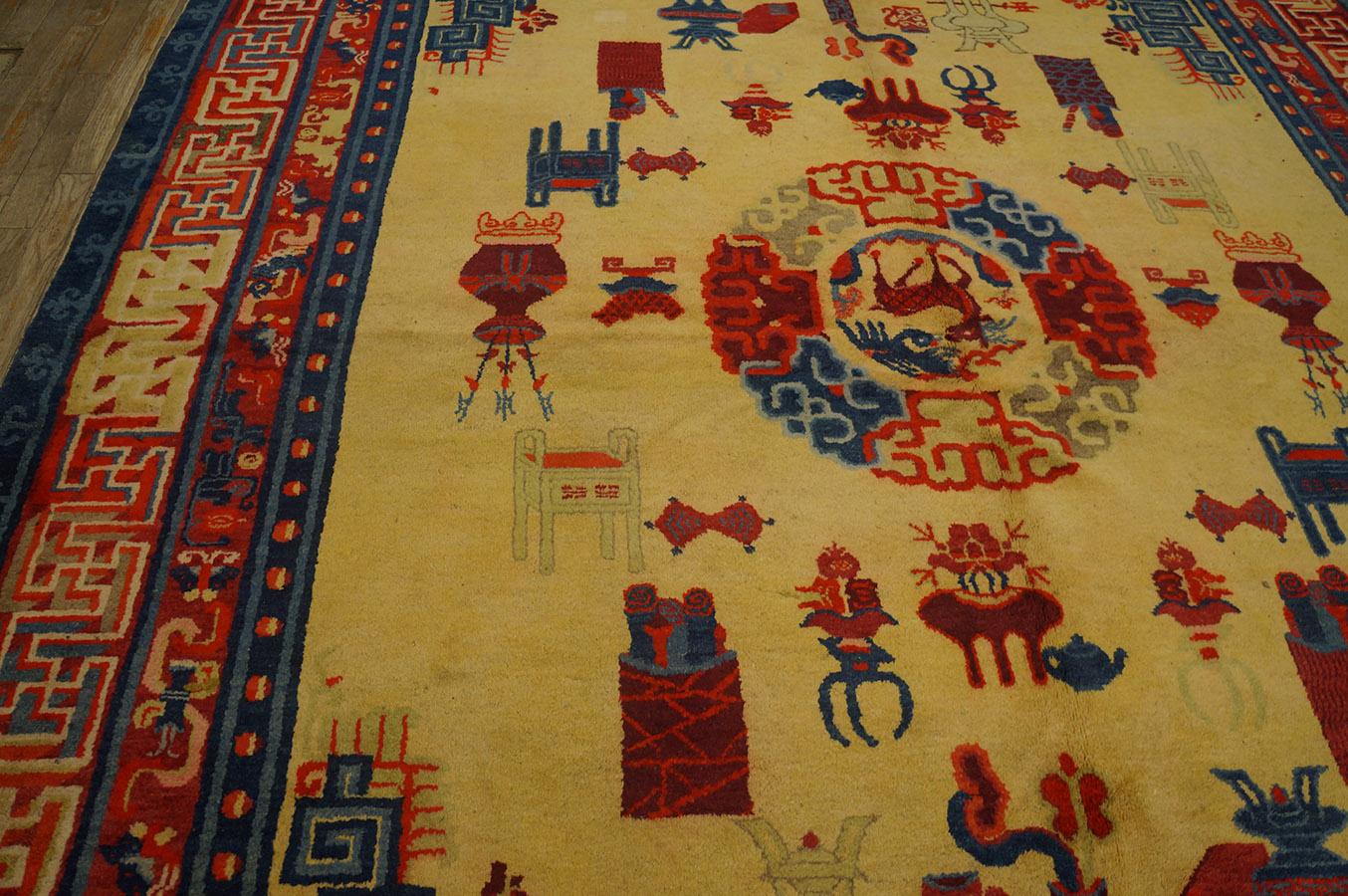 19th Century W. Chinese Ningxia Carpet ( 8'2'' x 11'8'' - 250 x 355 ) For Sale 1