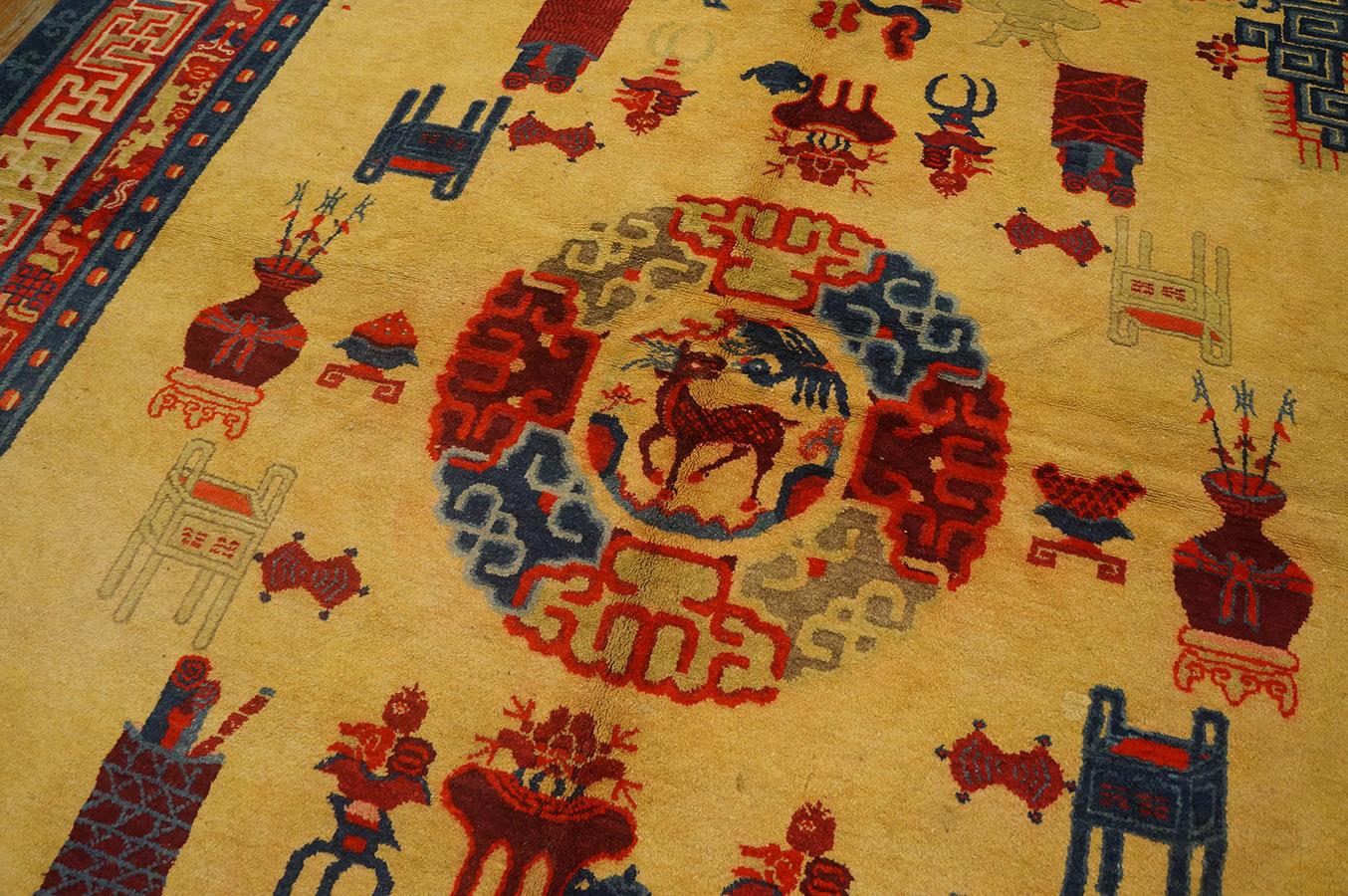 19th Century W. Chinese Ningxia Carpet ( 8'2'' x 11'8'' - 250 x 355 ) For Sale 4