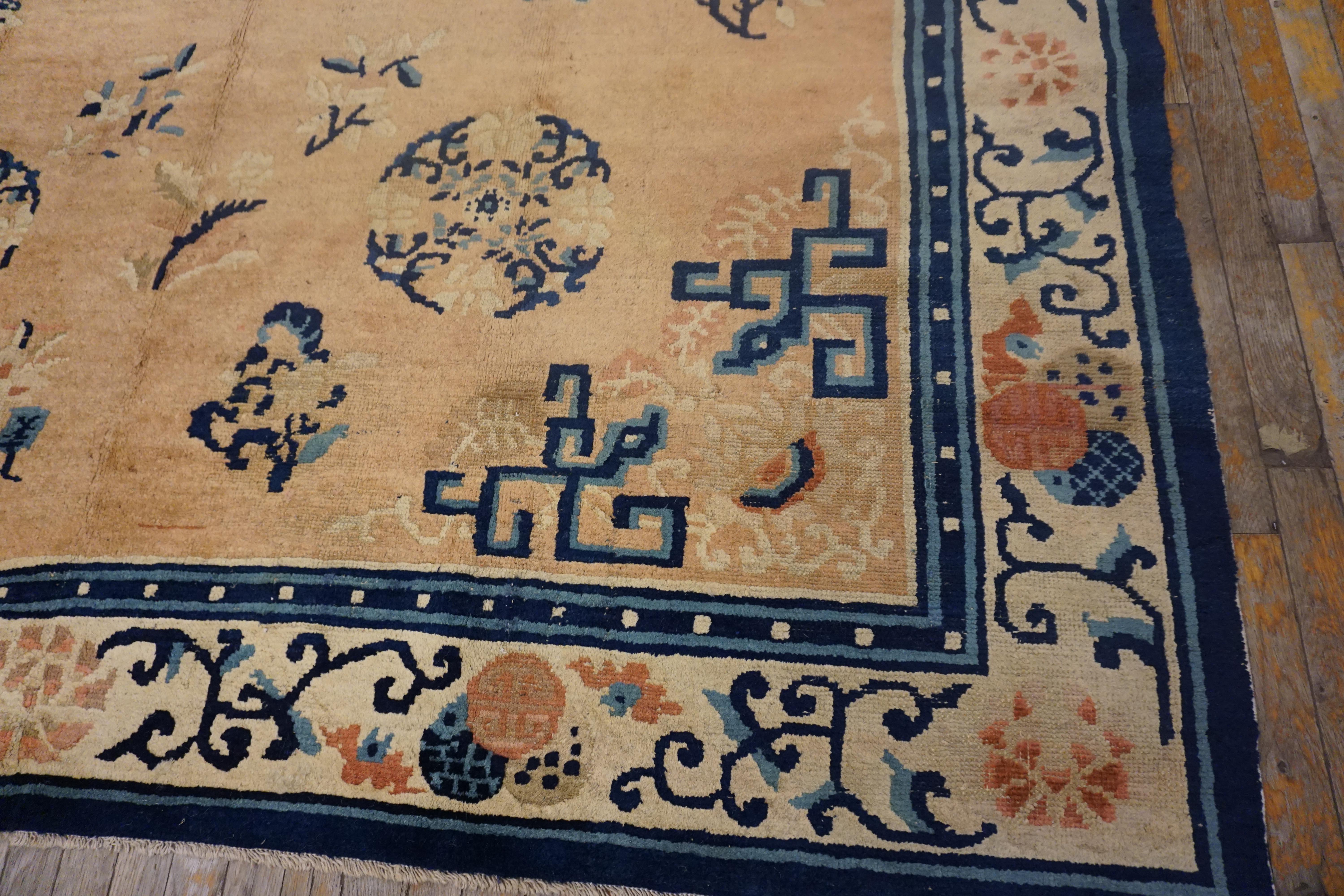 Noué à la main Tapis chinois Ningxia de la fin du 19ème siècle ( 8'' x 9''6