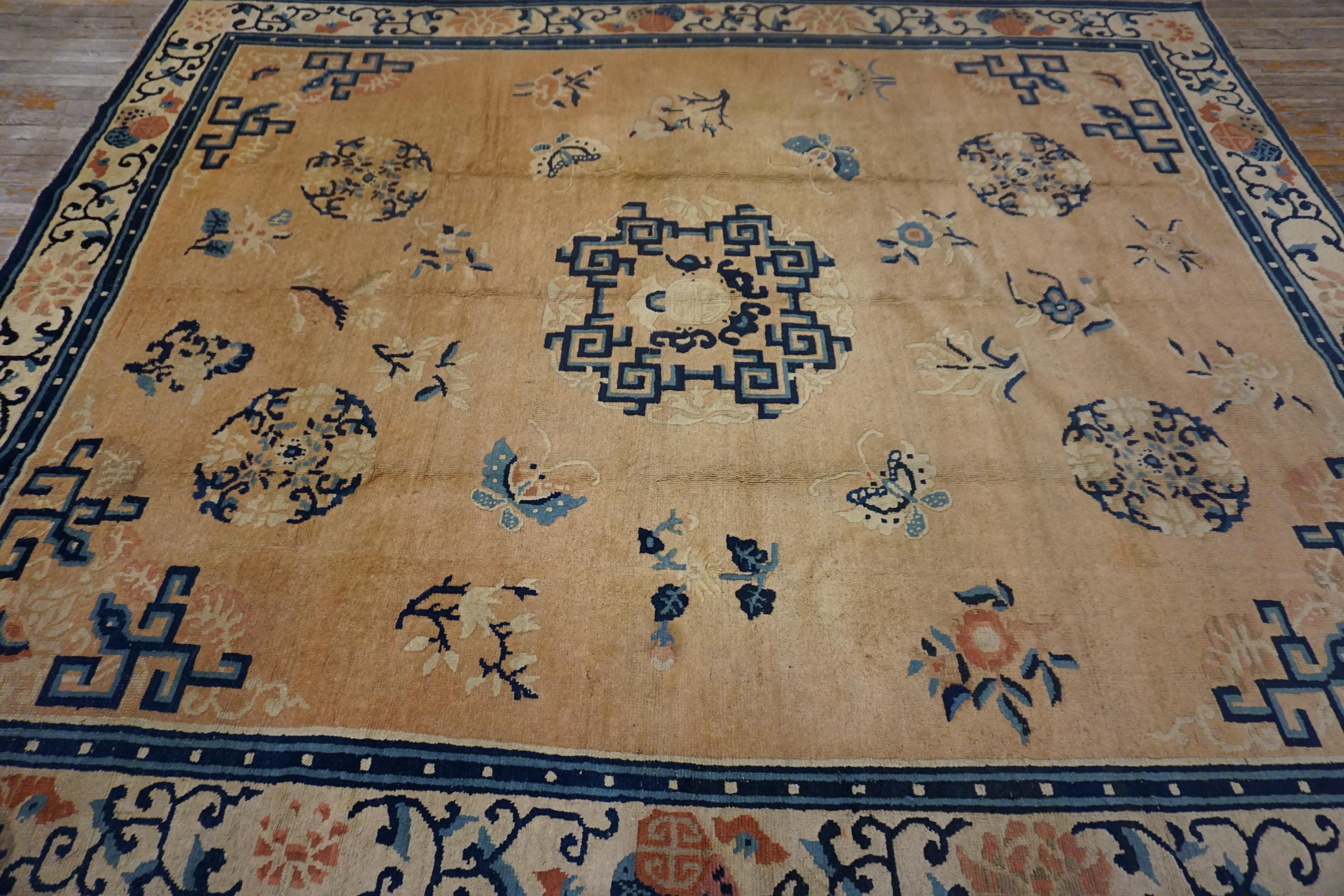 Wool Late 19th Century Chinese Ningxia Carpet ( 8' x 9'6