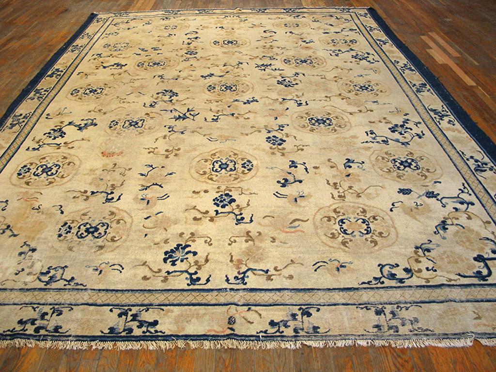 Tapis Ningxia chinois du milieu du 19ème siècle ( 9' x 13' - 275 x 395 cm ) 