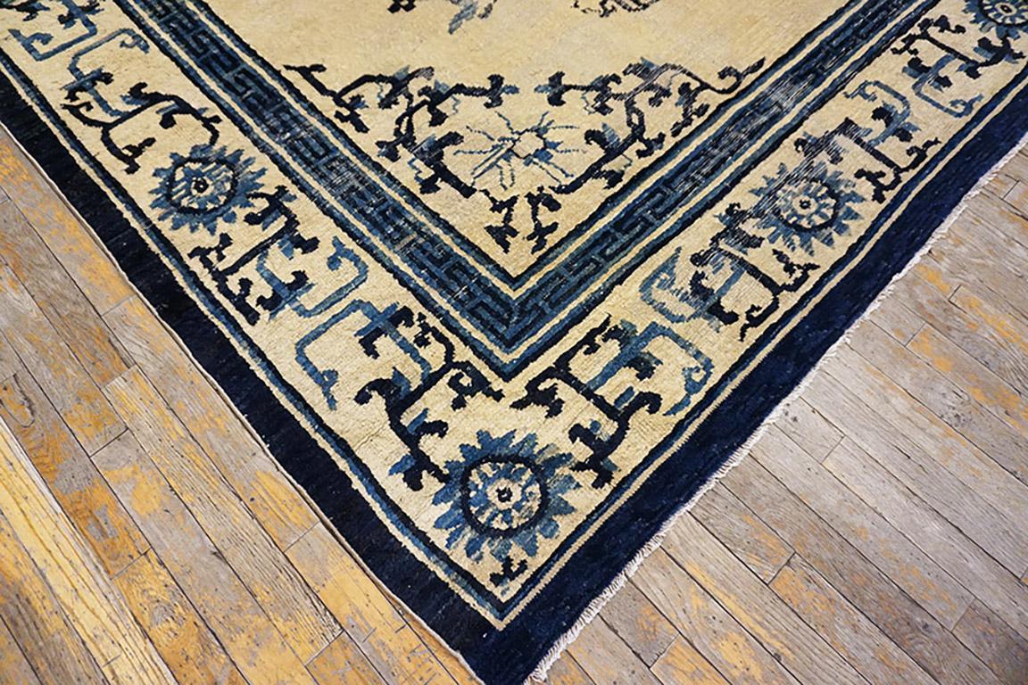 Noué à la main Tapis chinois Ningxia du 19ème siècle ( 9'10