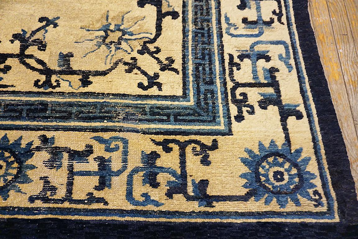 Wool 19th Century Chinese Ningxia Carpet ( 9'10