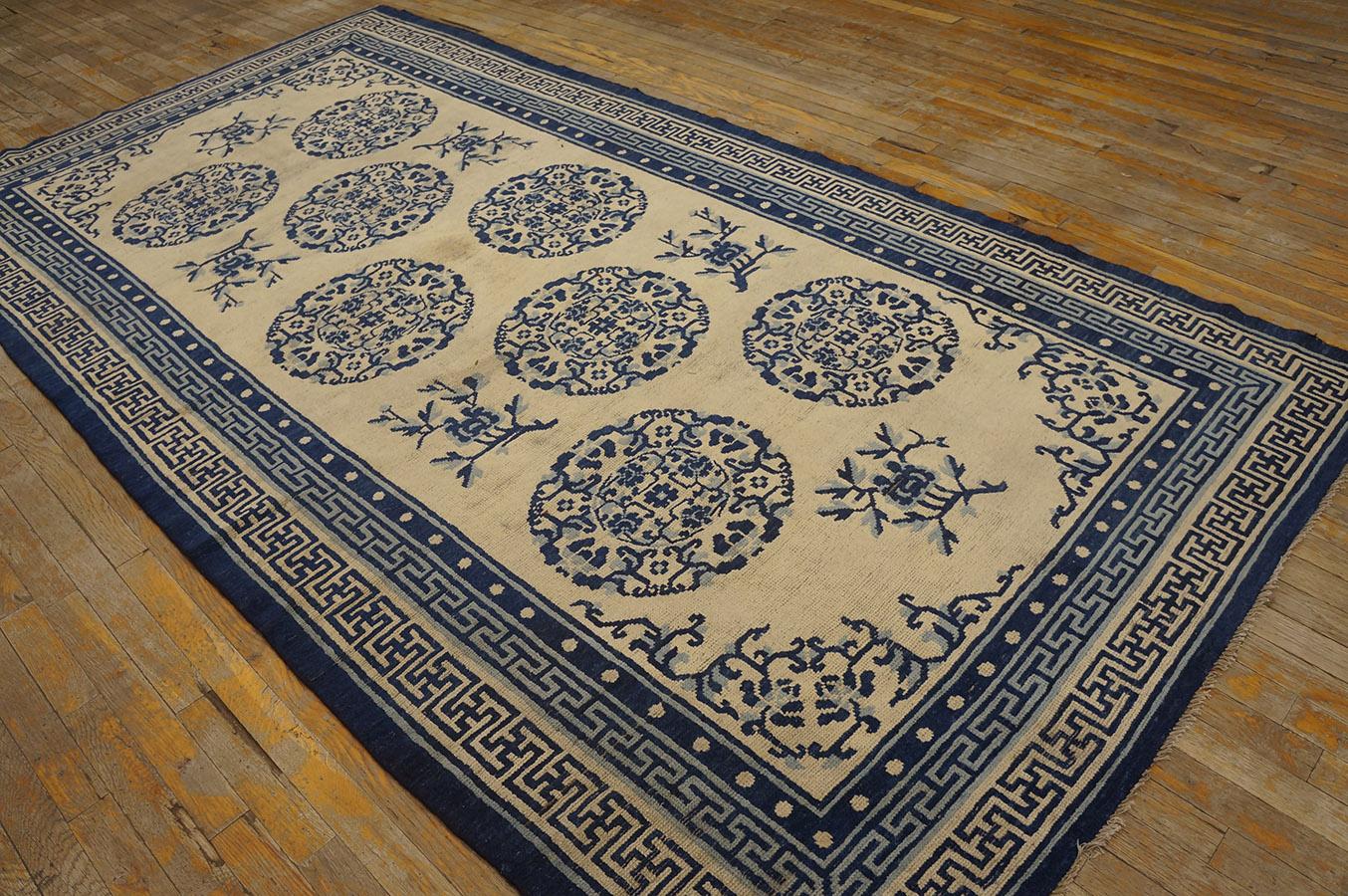 Hand-Knotted Mid 19th Century Chinese Ningxia Carpet ( 5'2