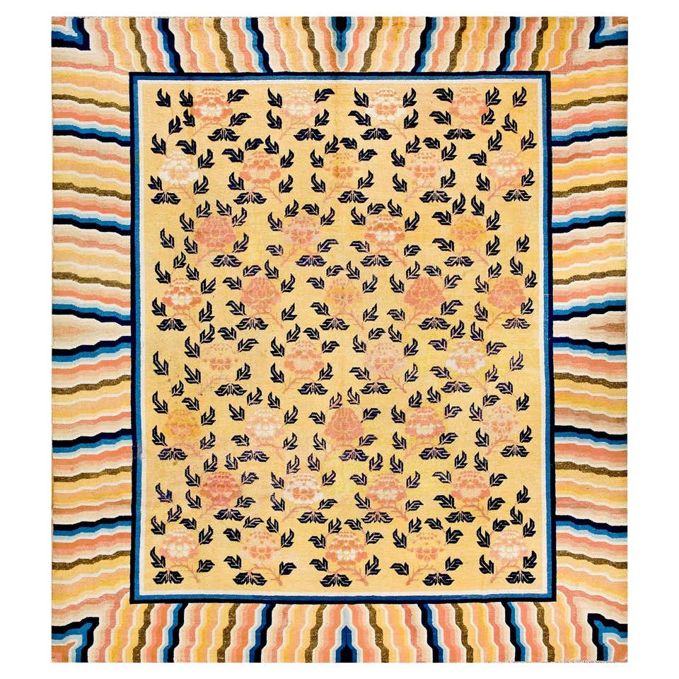 18th Century Chinese Ningxia Rug with Floral Medallion and Butterflies ...