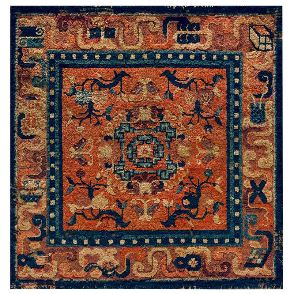 Chinese Story Rug 18th Century Chinese Ningxia Rug with Floral Medallion and Butterflies ...