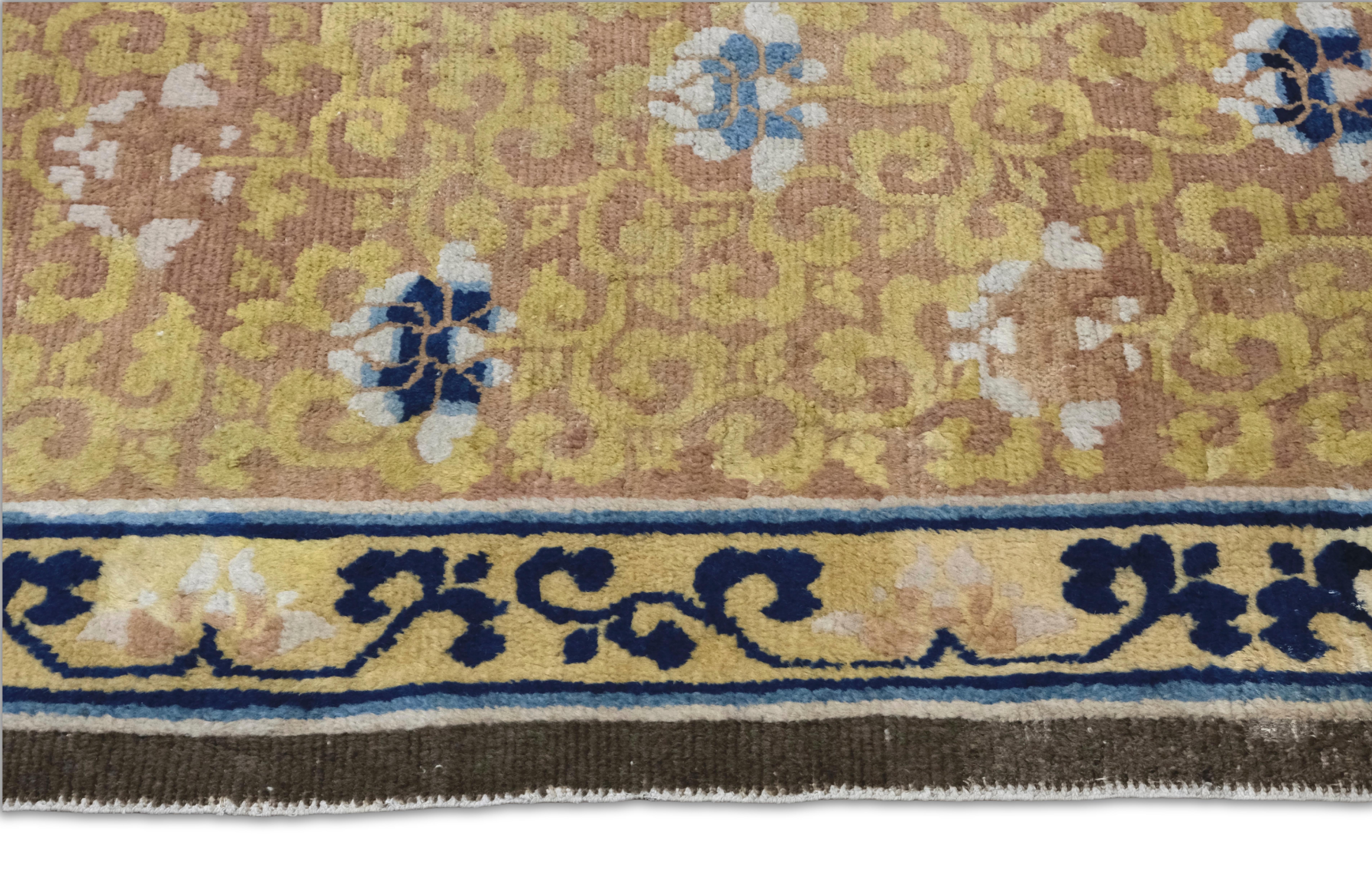 Antique Chinese Ningxia Rug Hand-Knotted Wool, 4'8