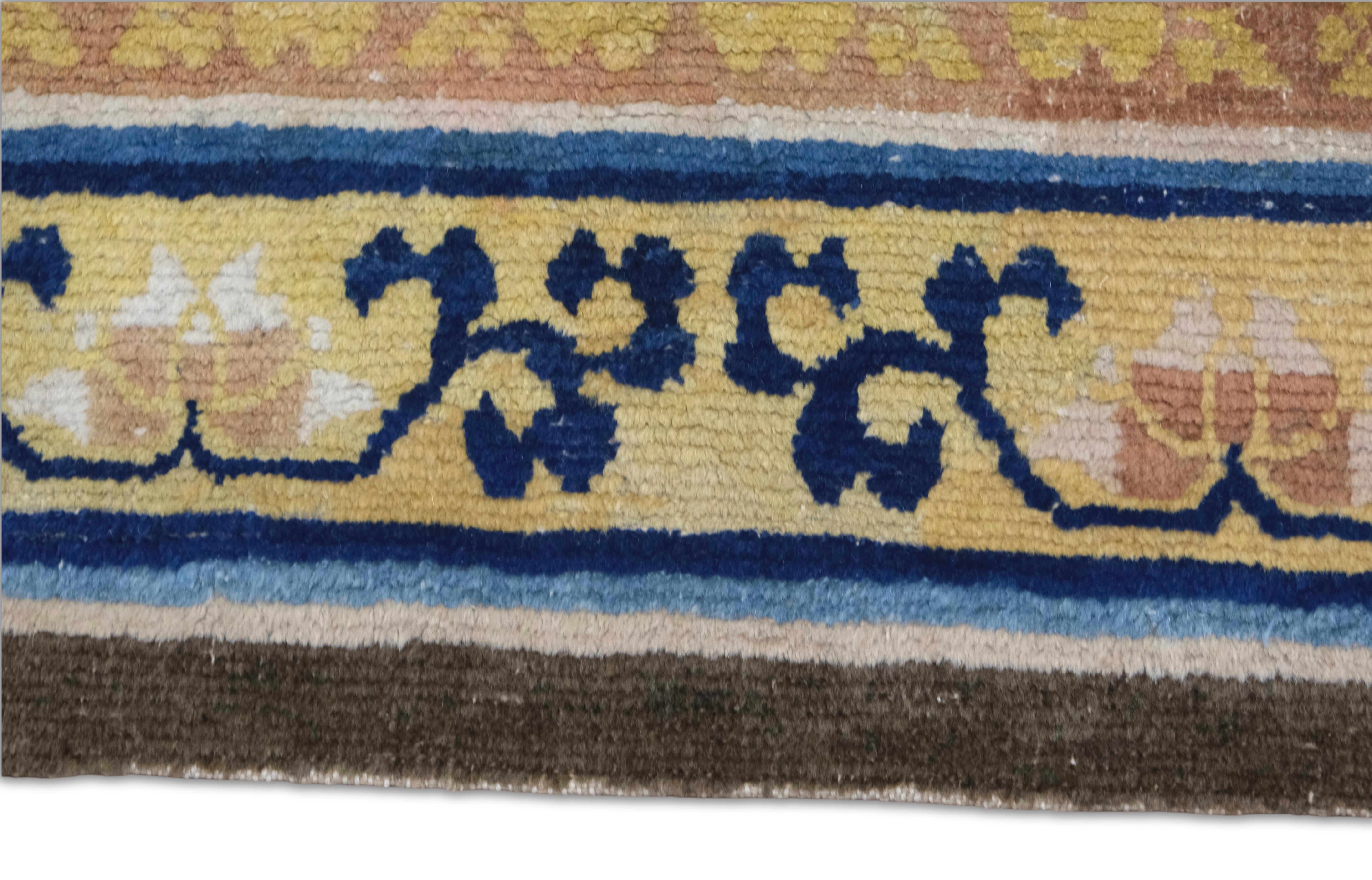 Antique Chinese Ningxia Rug Hand-Knotted Wool, 4'8