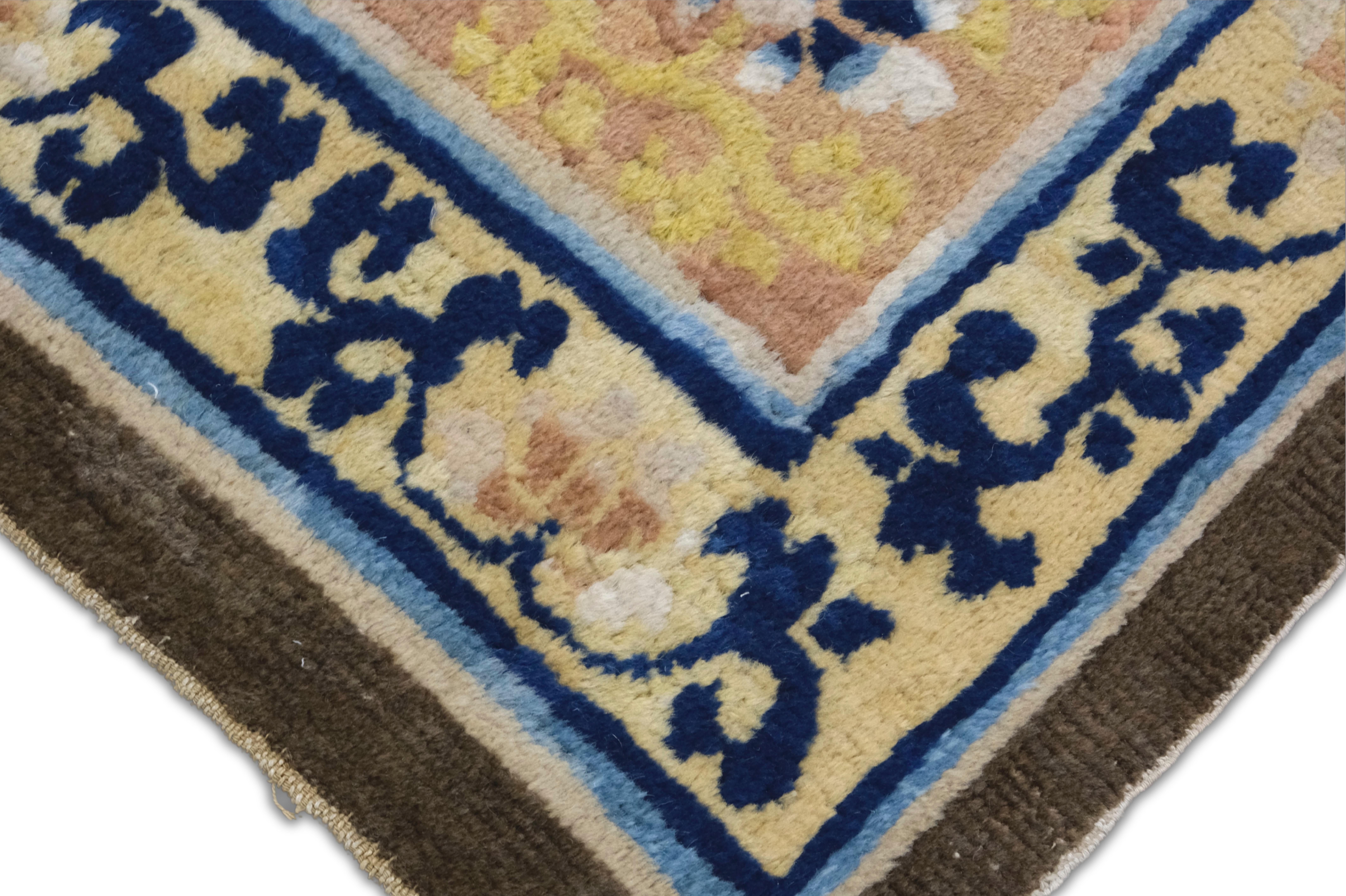 Antique Chinese Ningxia Rug Hand-Knotted Wool, 4'8