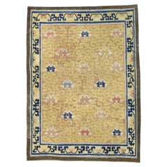 Antiker chinesischer Ningxia-Teppich, handgeknüpft aus Wolle, 4'8"×6'4"