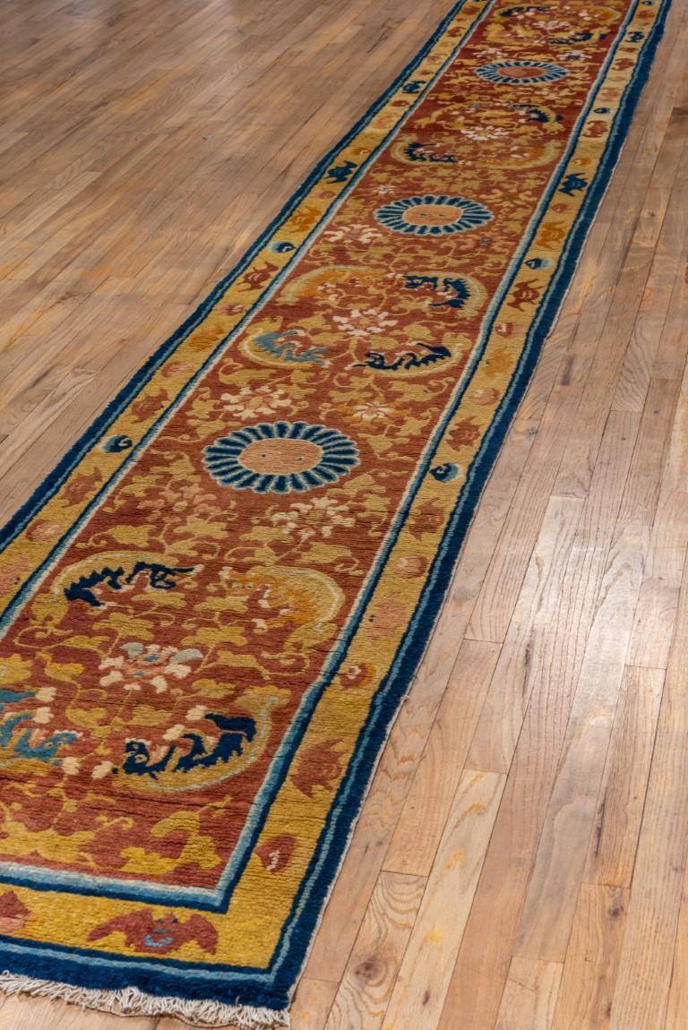 Chinois Tapis Ningxia chinois ancien avec champ rouge et or