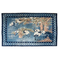 Antique Chinese Ningxia rug with storks 275 X 190 cm